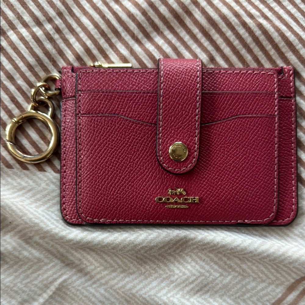 Coach Pink and Gold Key Card Holder